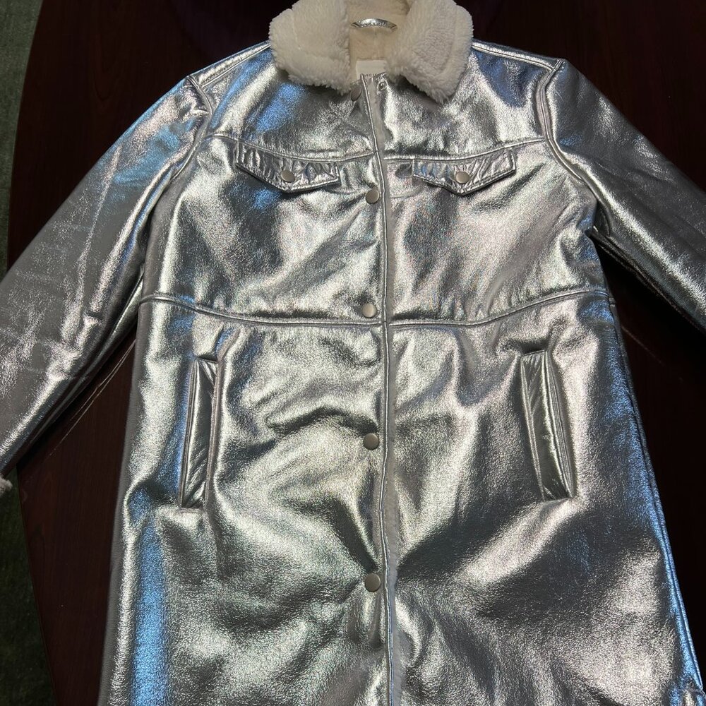 Avec Les Filles Silver Metallic Coat